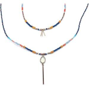 Nakamol Multi-Color Crystal Beaded Goldtone Layered Necklace Choker 18" NEW